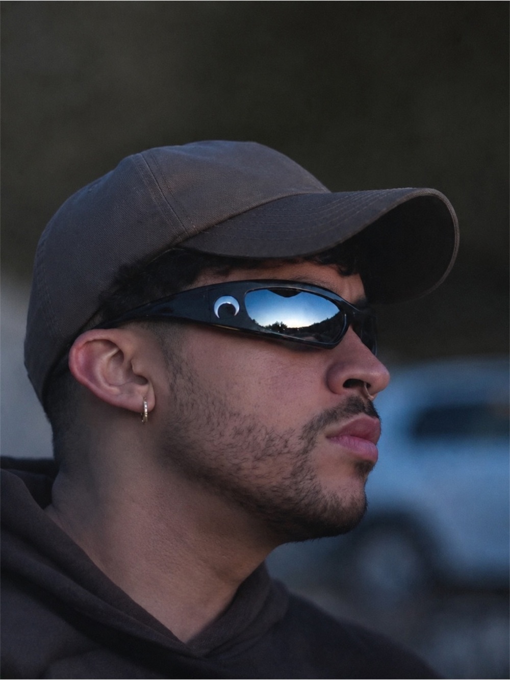 Y2K Bad Bunny Sunglasses New Moon | Music Trend Gafas de Sol- Black & Mirror